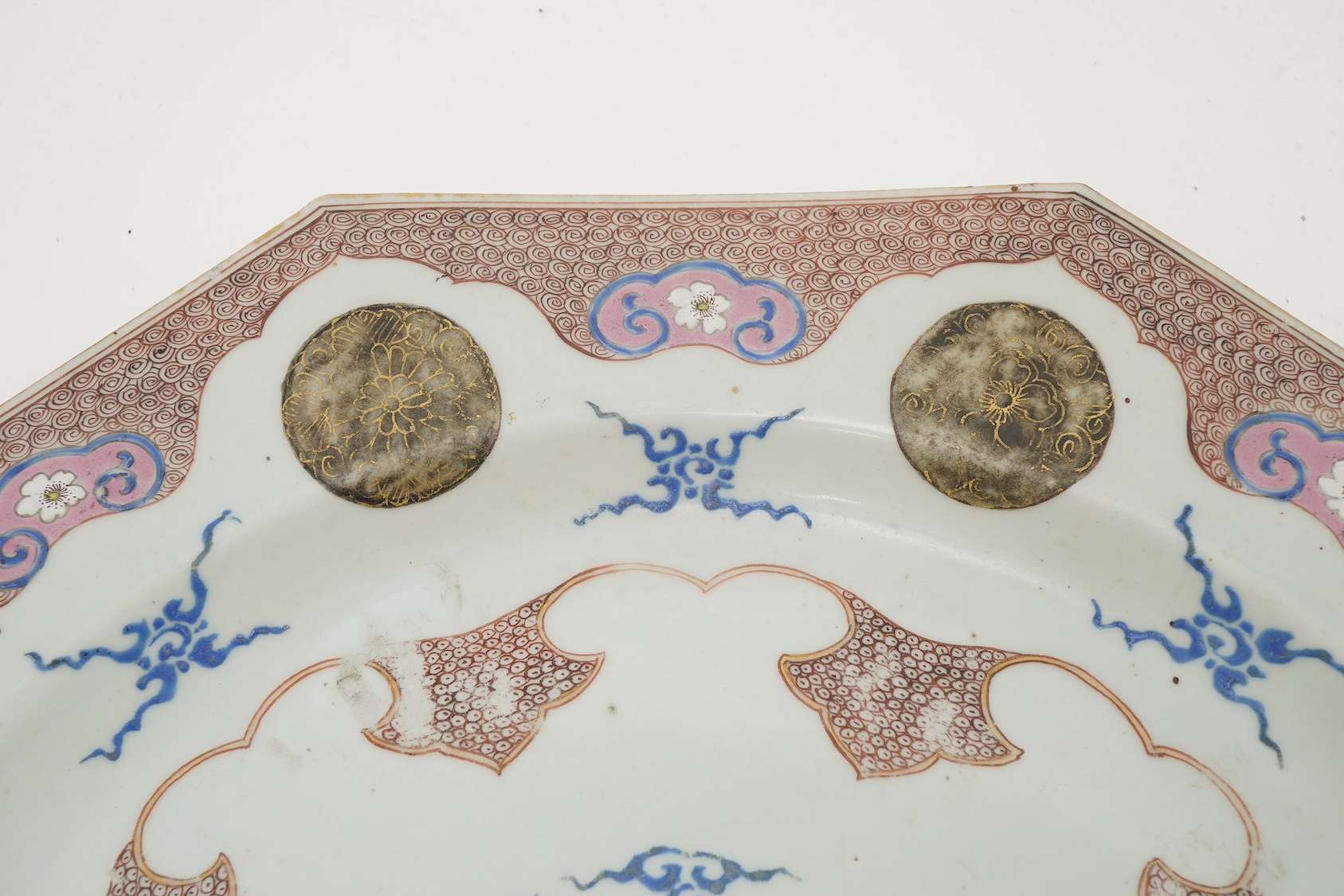 Two graduated Chinese famille rose octagonal dishes, Qianlong period